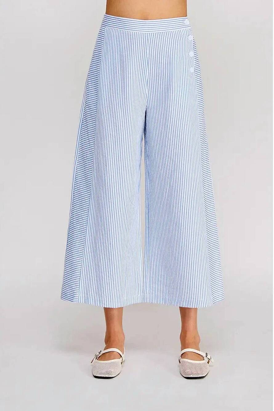 NEW ALLIE ROSE olga pinstripe seersucker pants in royal blue